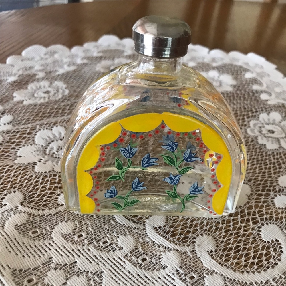 HAND PAINTED BOTTLE WITH A SCREW TOP LID 1990s